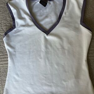 Nike Women's White and Gray V-Neck Tank Top